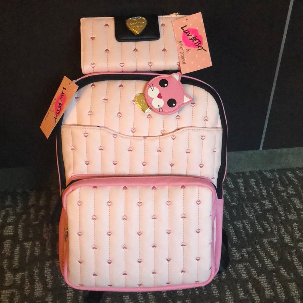 Betsy Johnson backpack and matching wallet